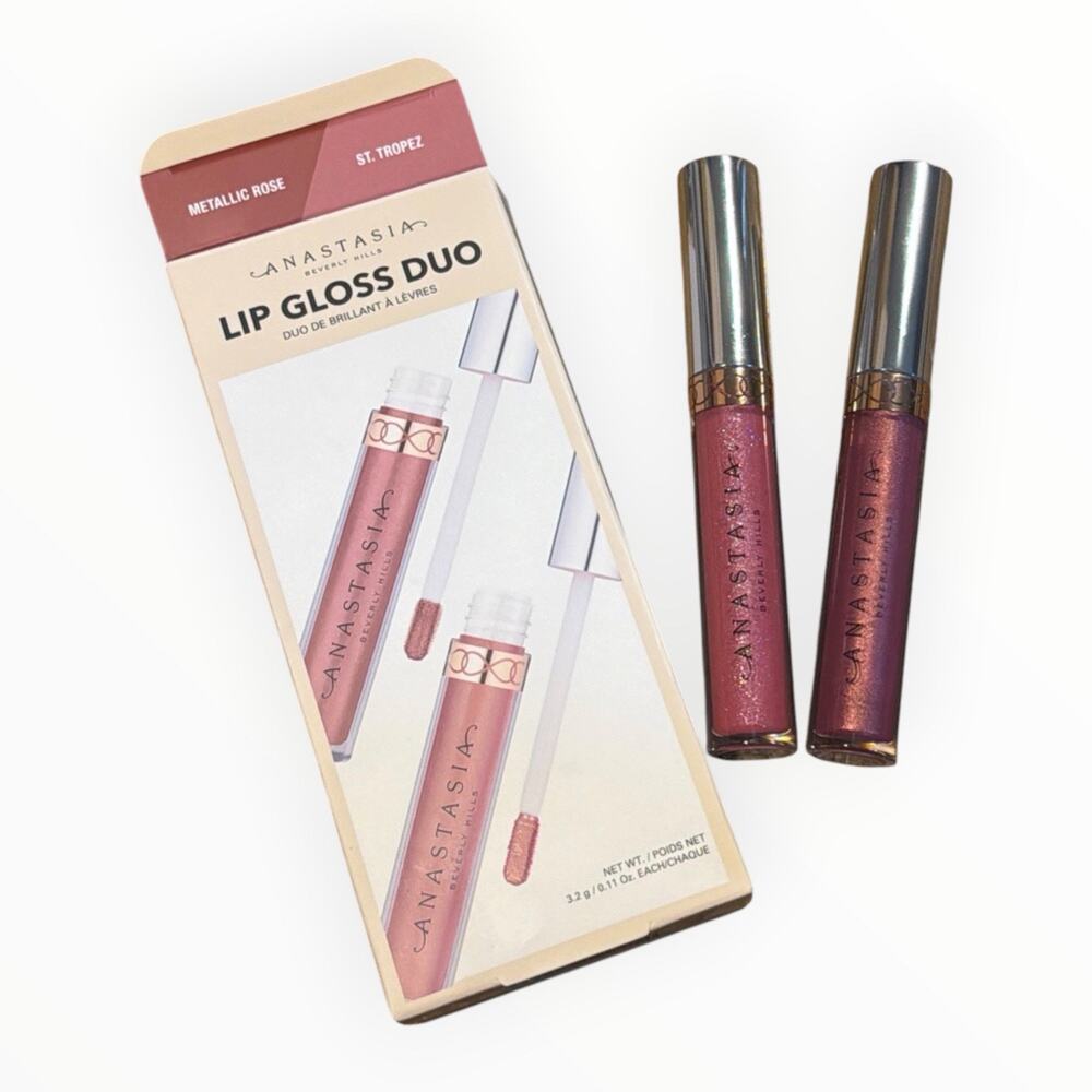 Anastasia Beverly Hills Lip Gloss Duo METALLIC ROSE & ST TROPEZ DISCONTINUED NIB